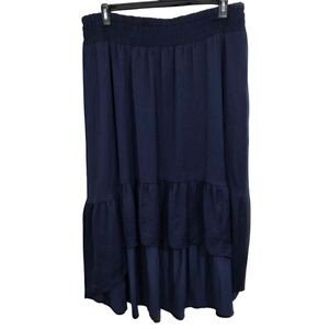 NWT Lane Bryant Hi Low Midi Maxi Blue Tiered Skirt Pull On Size 18 / 20 Boho